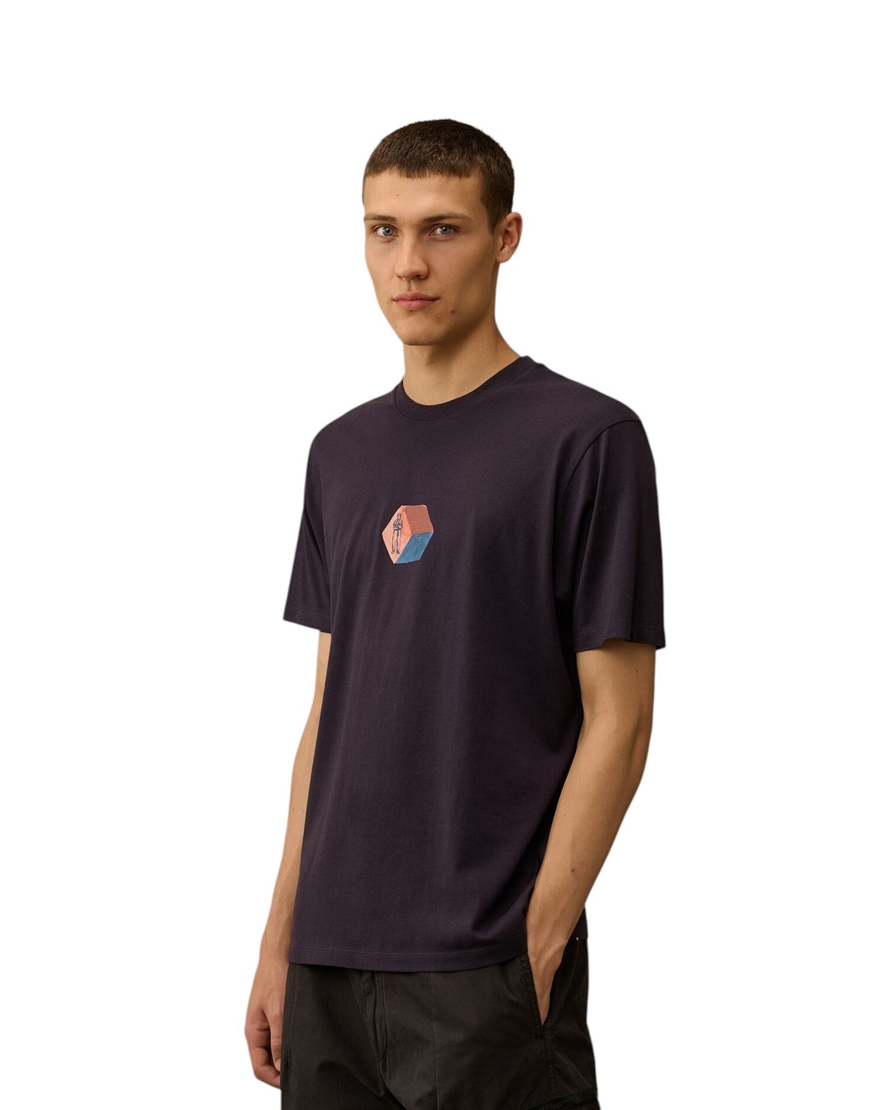 C.P. Company 30/1 Jersey Logo Graphics T-Shirt Dark Blue