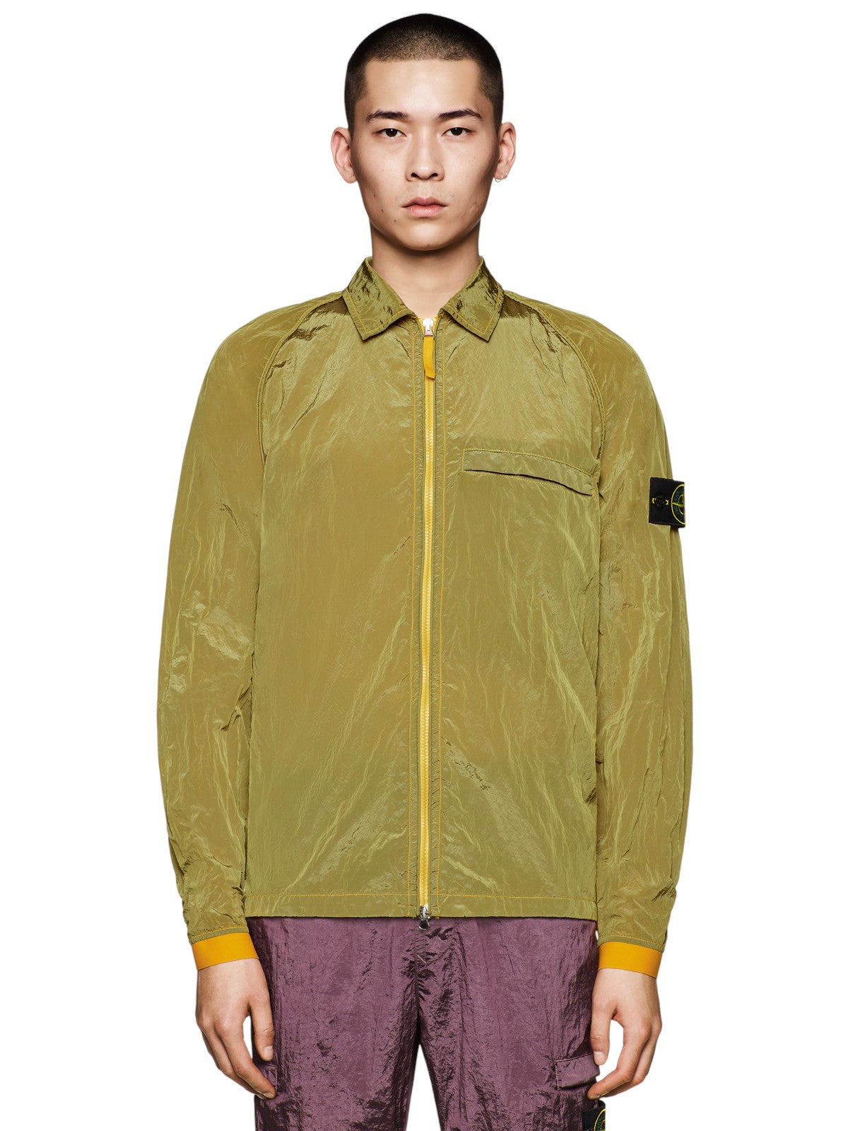 12321 Garment-Dyed Nylon Metal Overshirt Yellow SI0105-YL