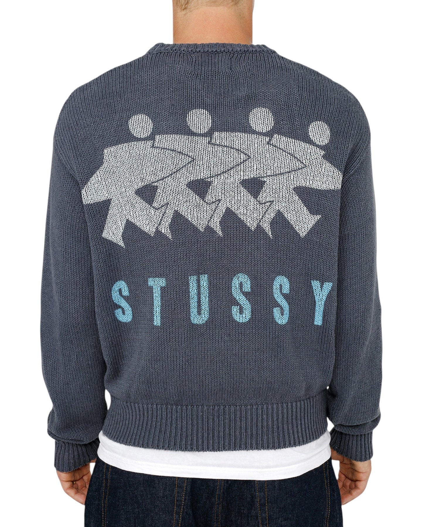 Stussy Surfman Icon Cotton Linen Crew Dusty Blue - UNIFORM
