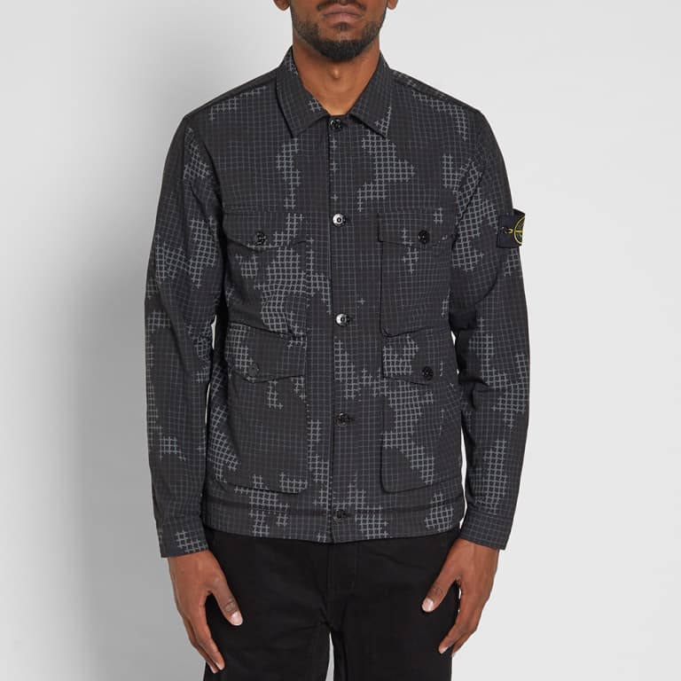 112E3 Ripstop Grid Camo Shirt Jacket Black SI0200-BK