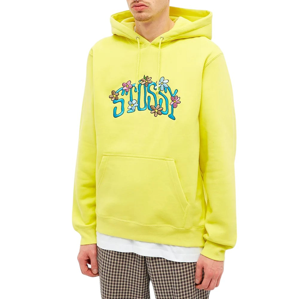 STUSSY Floral Hoodie Yellow