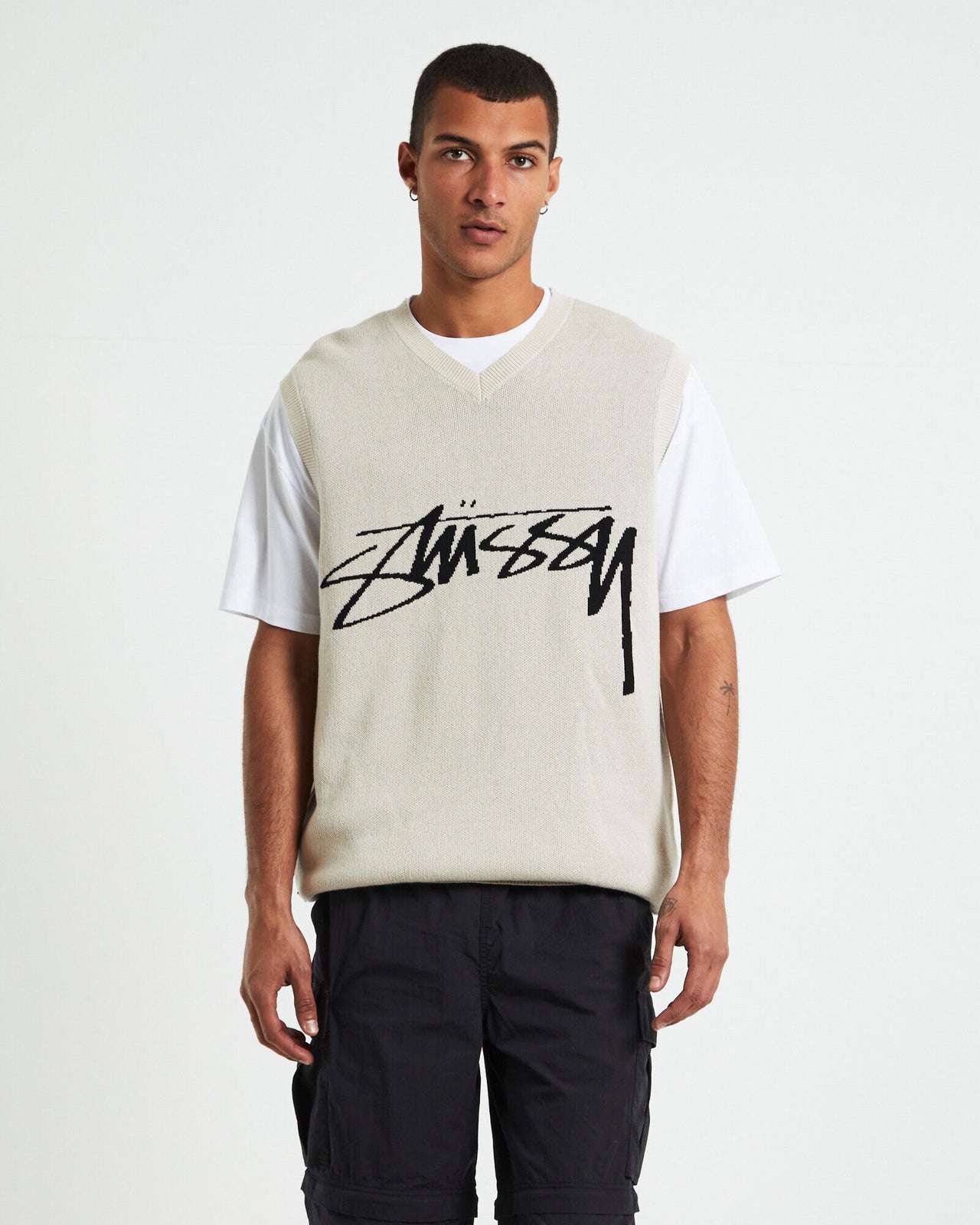 STUSSY Smooth Stock Knit Vest Cream