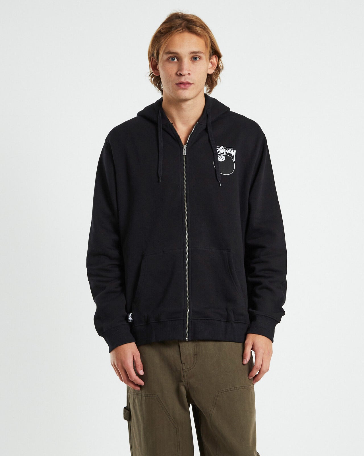 STUSSY Solid 8 Ball Zip Hoodie Black