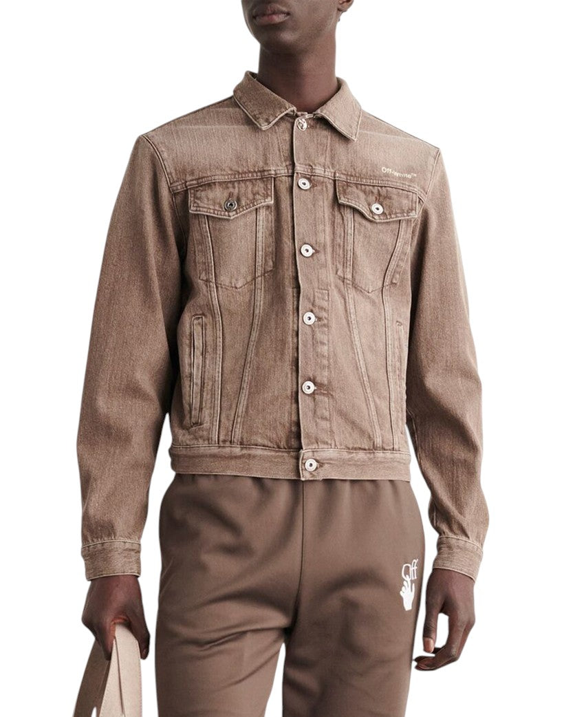 Off-White Diag-Stripe Denim Jacket Brown