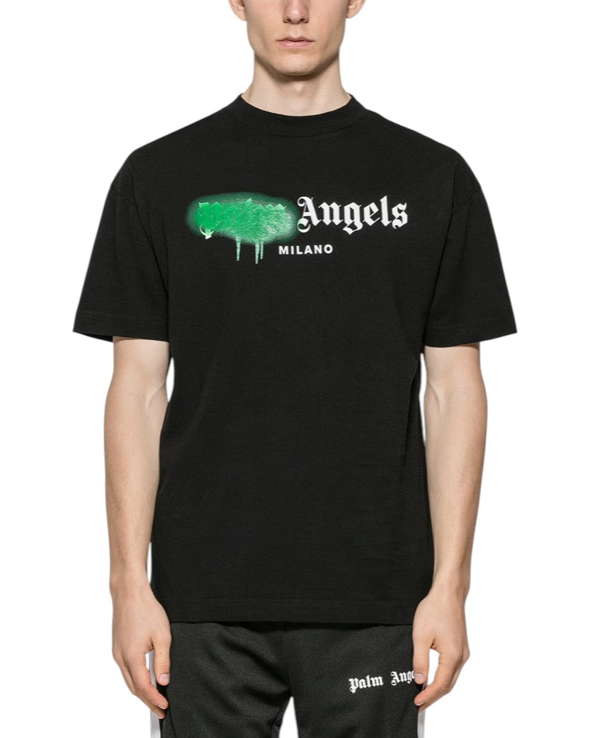 Palm Angels Milano Sprayed Logo T-Shirt Black