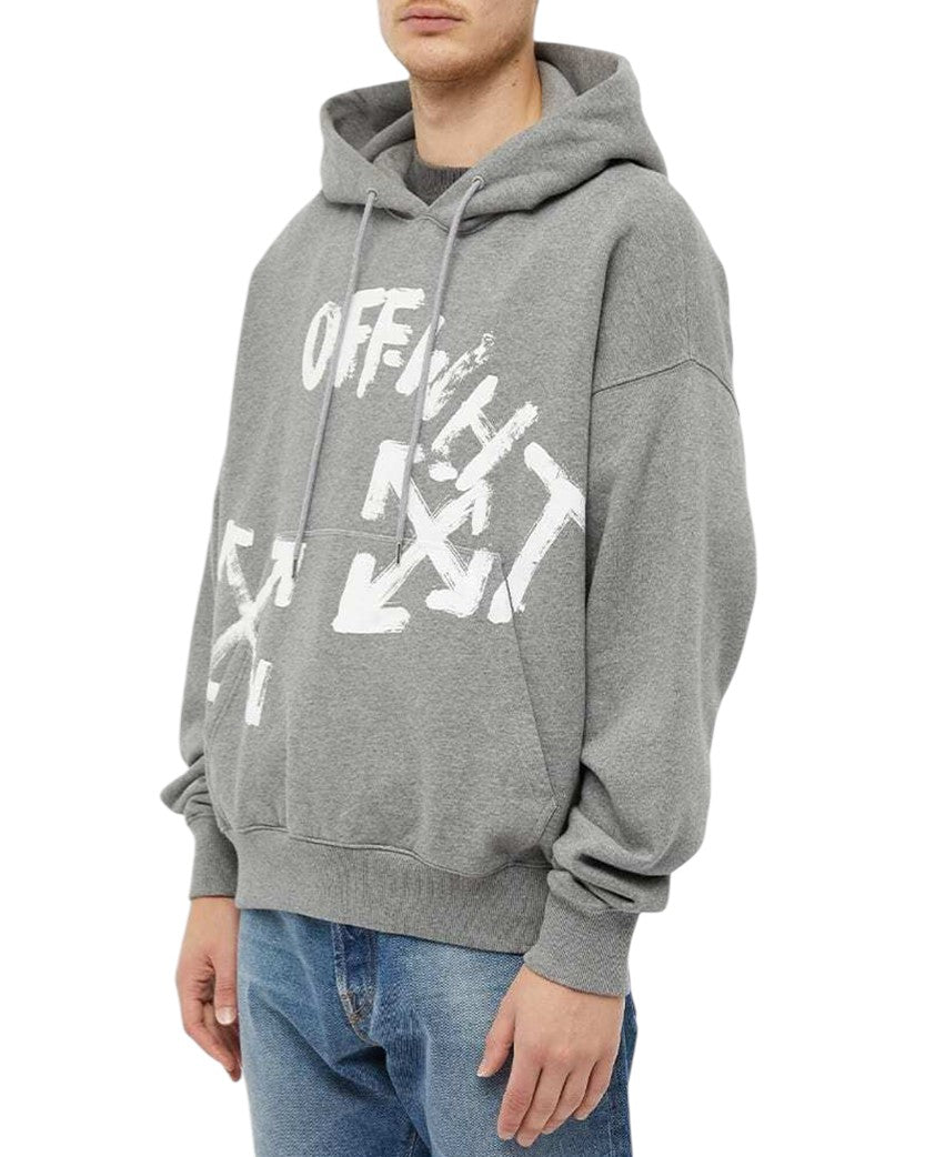 OFF-WHITE Logo-print Drawstring Hoodie Grey