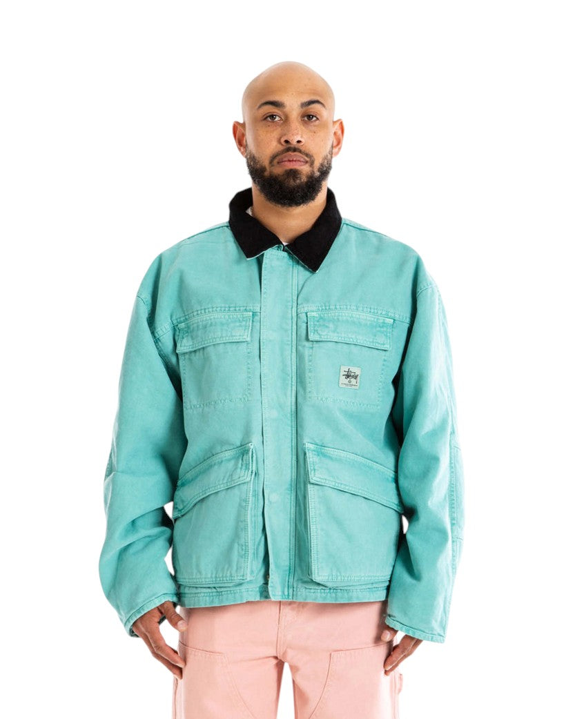 STUSSY Washed Canvas Shop Jacket Teal Blue