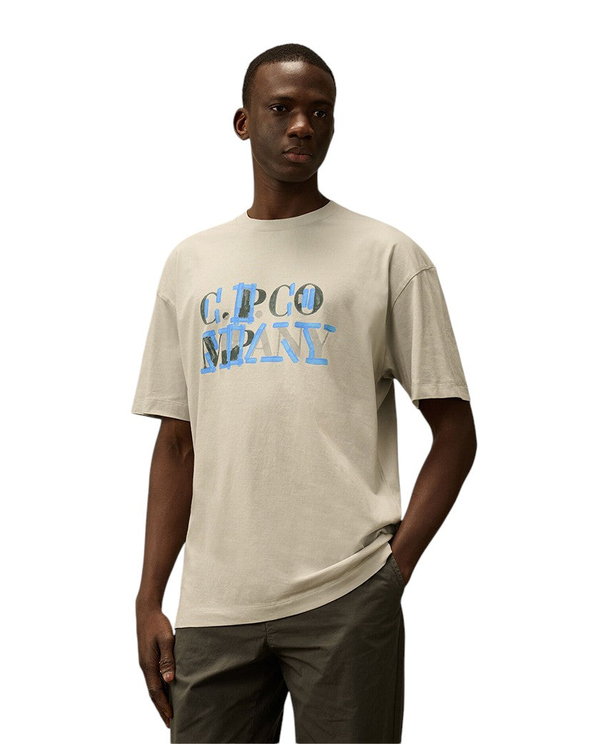 C.P. Company 30/1 Jersey Blurred Logo T-Shirt Grey/Blue