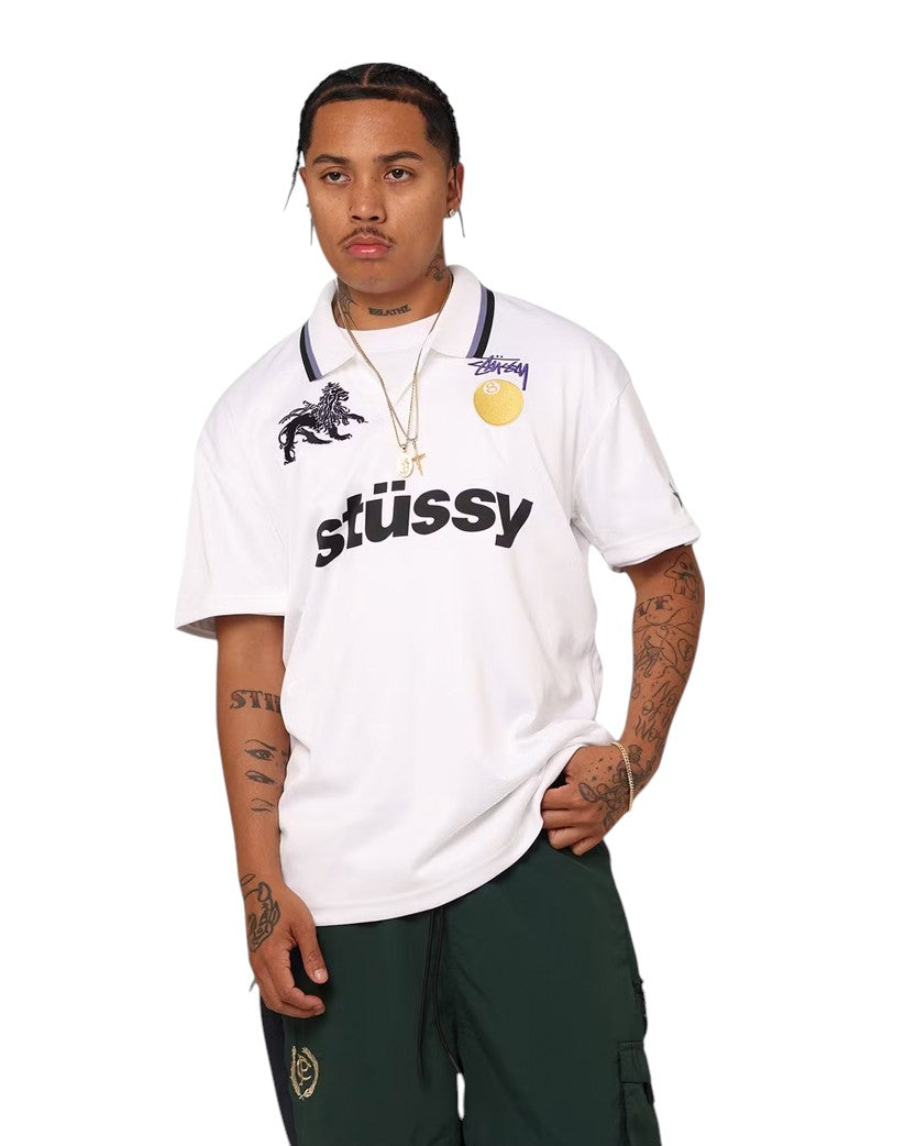 STUSSY Football Polo T-Shirt White
