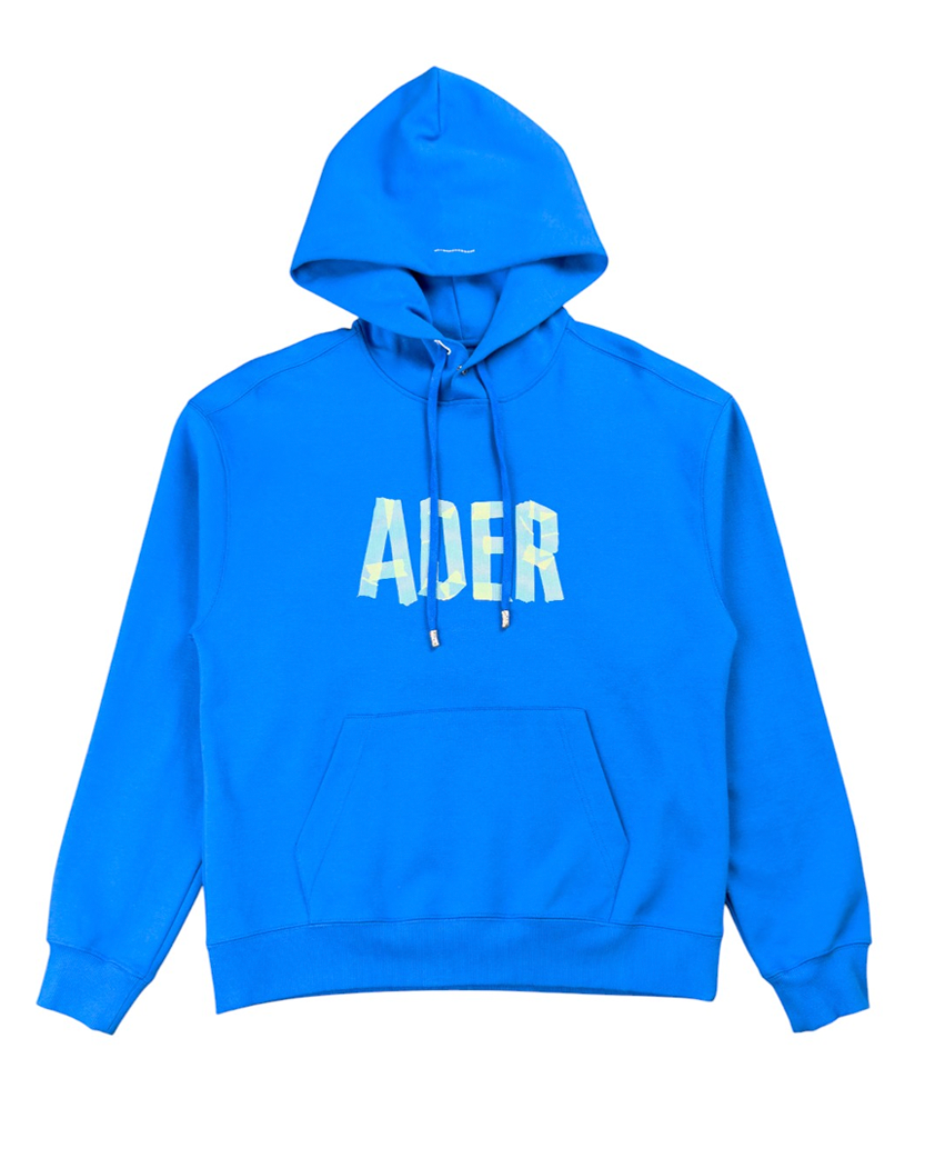 Ader Error Exclusive Tape Logo Hoodie Blue