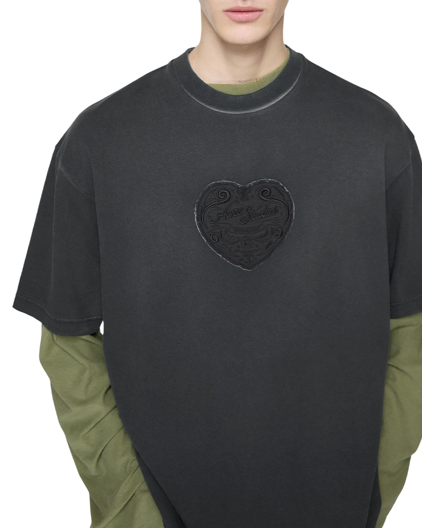 Acne Studios Heart-Patch T-Shirt Faded Black