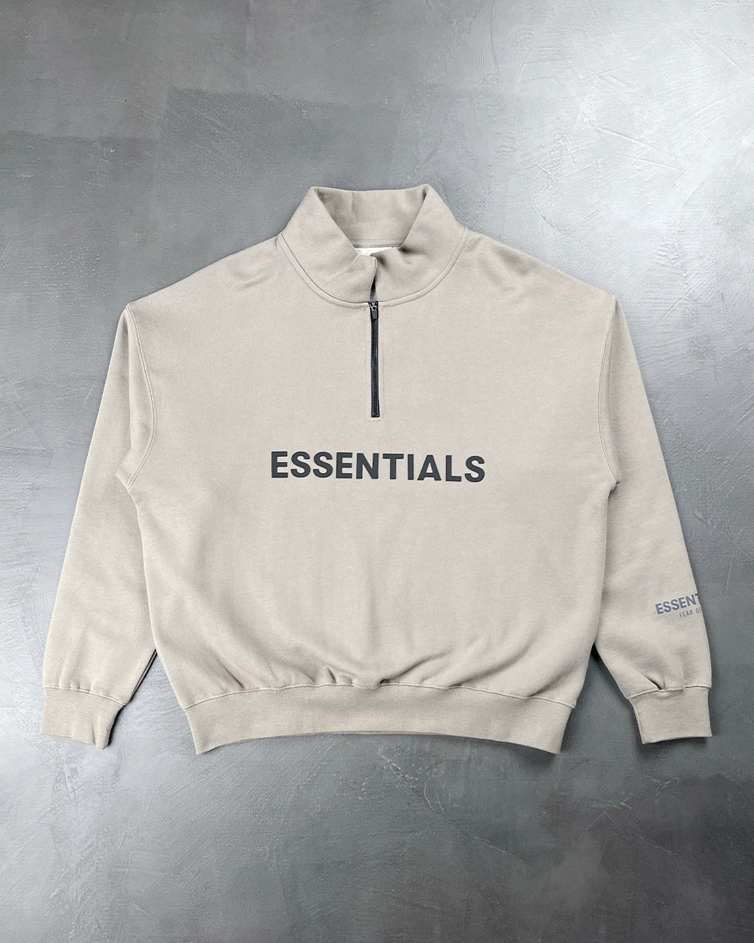 Fear Of God Essentials Front Logo Half Zip Sweat Grey