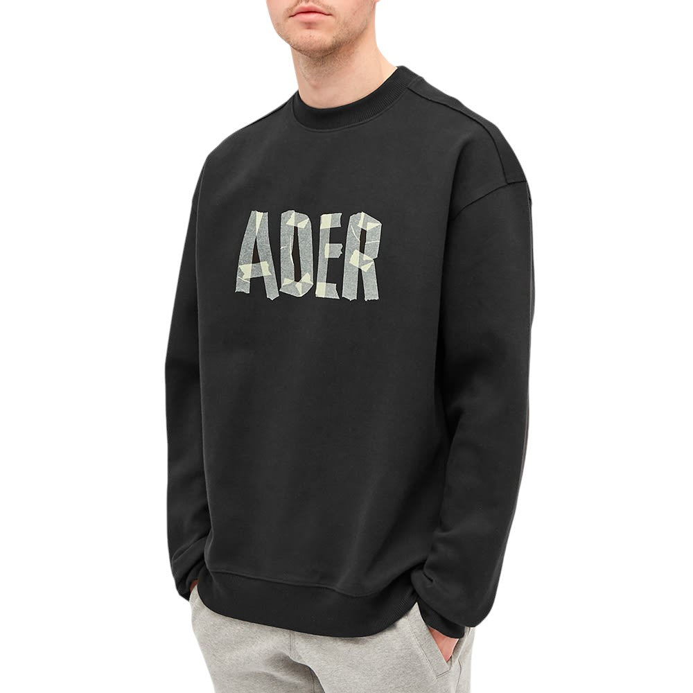 Ader Error Tape Logo Crew Sweat Sweatshirt Black