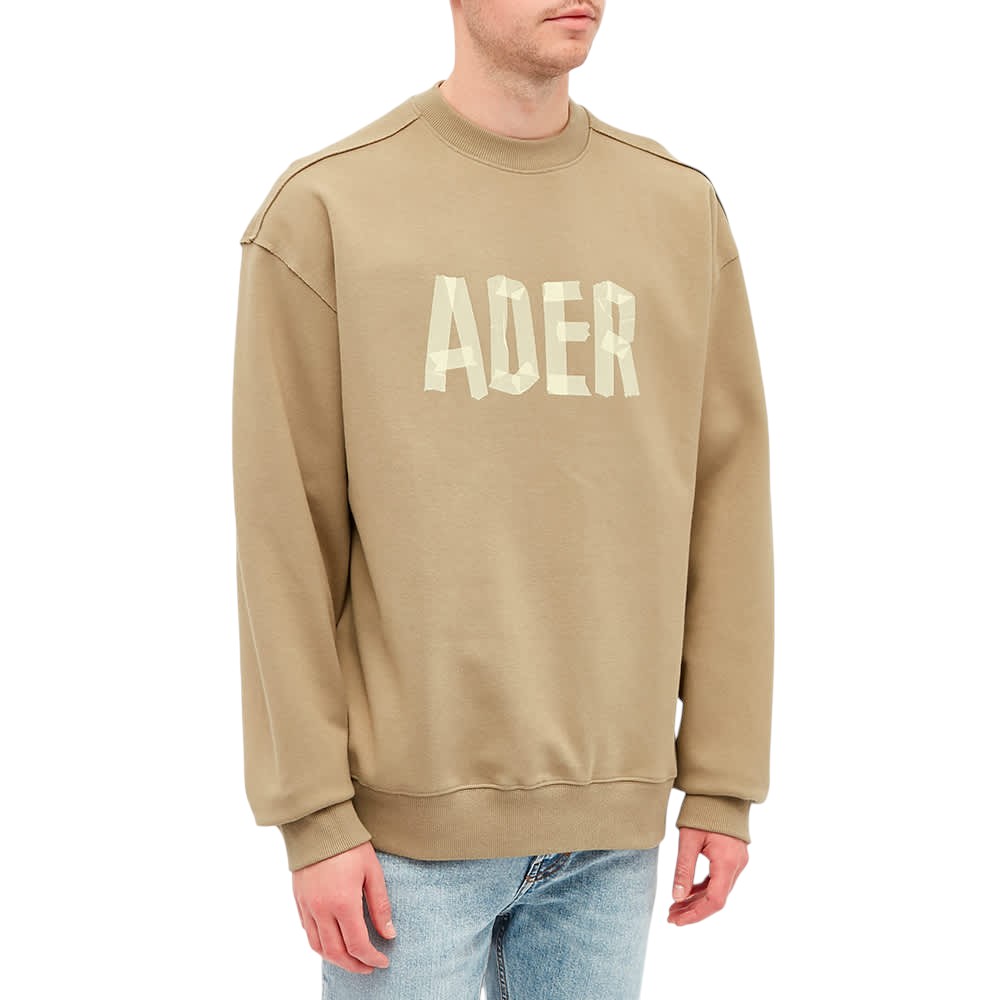 Ader Error Tape Logo Crew Sweat Sweatshirt Beige