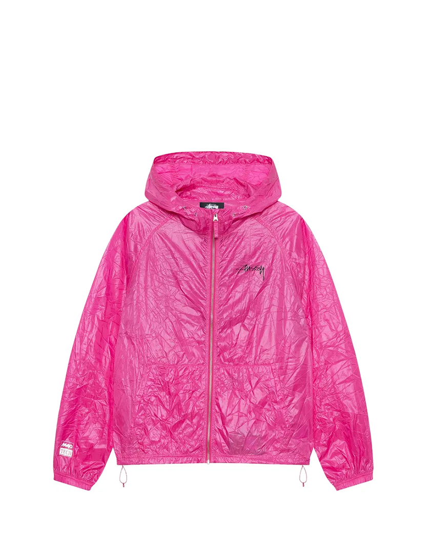 STUSSY Wrinkled Nylon Beach Shell Jacket Pink