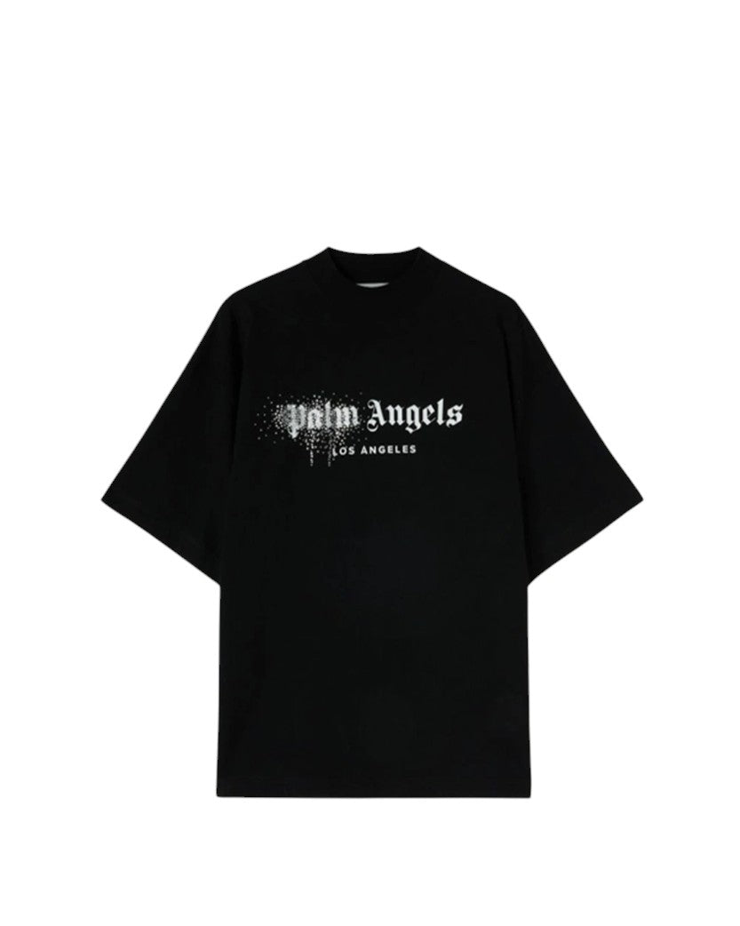 Palm Angels Los Angeles Rhinestone Logo T-Shirt Black