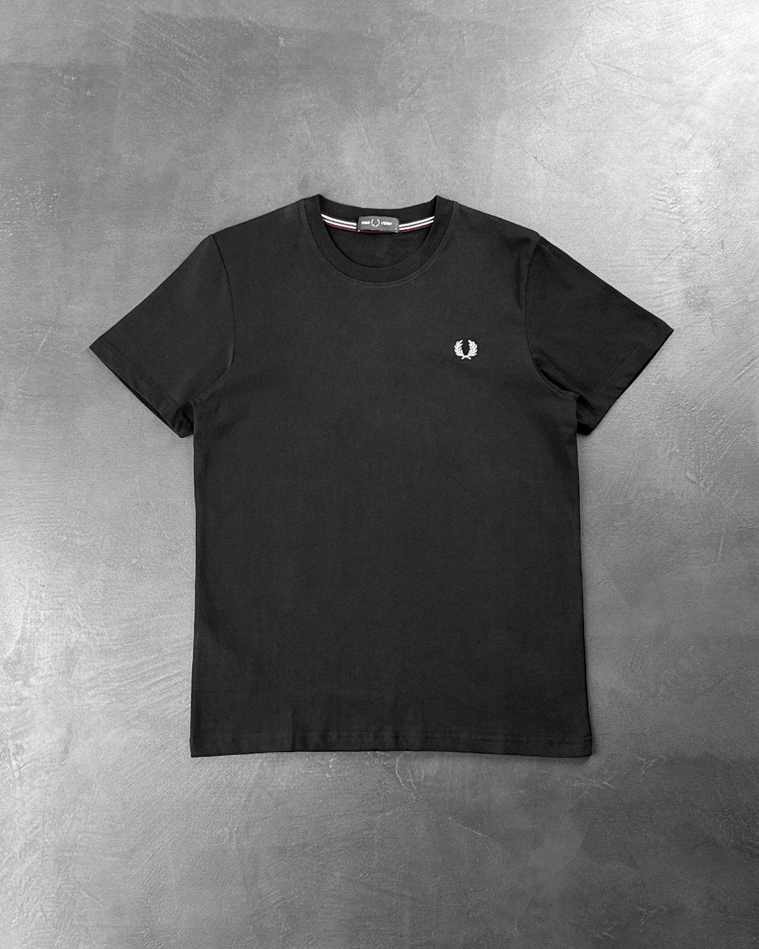 FRED PERRY Ringer T-Shirt Black with White Logo