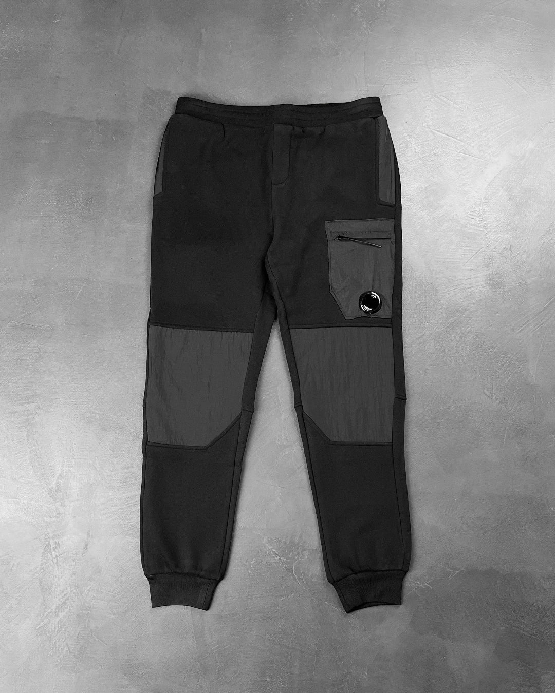C.P. Company Diagonal Fleece Mixed Utility Pants Black