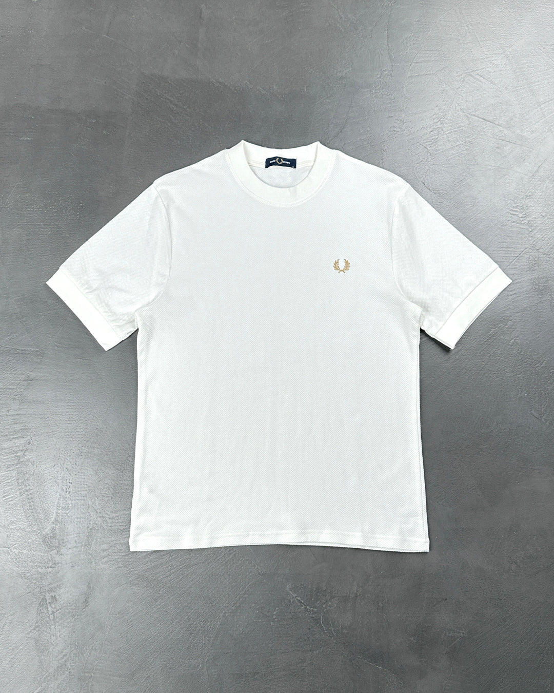 FRED PERRY Waffle T-Shirt White Gold Logo