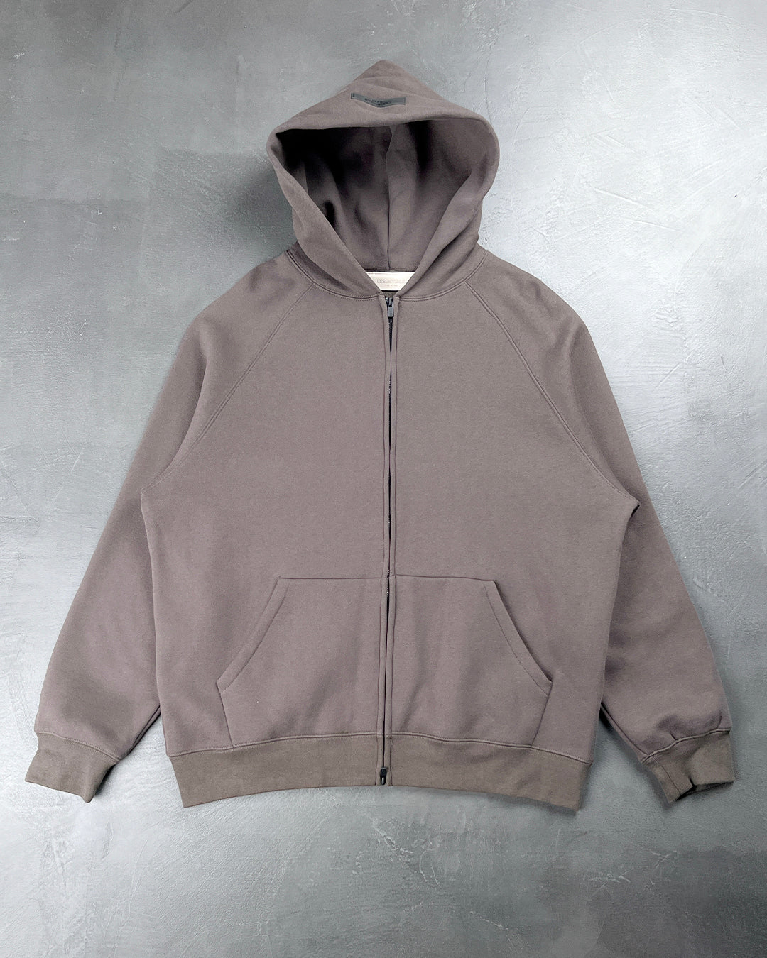 Fear Of God Essentials Logo-Flocked Zip-Up Hoodie Dark Brown