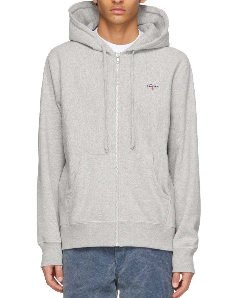 NOAH Classic Lightweight Zip-Up Hoodie Grey