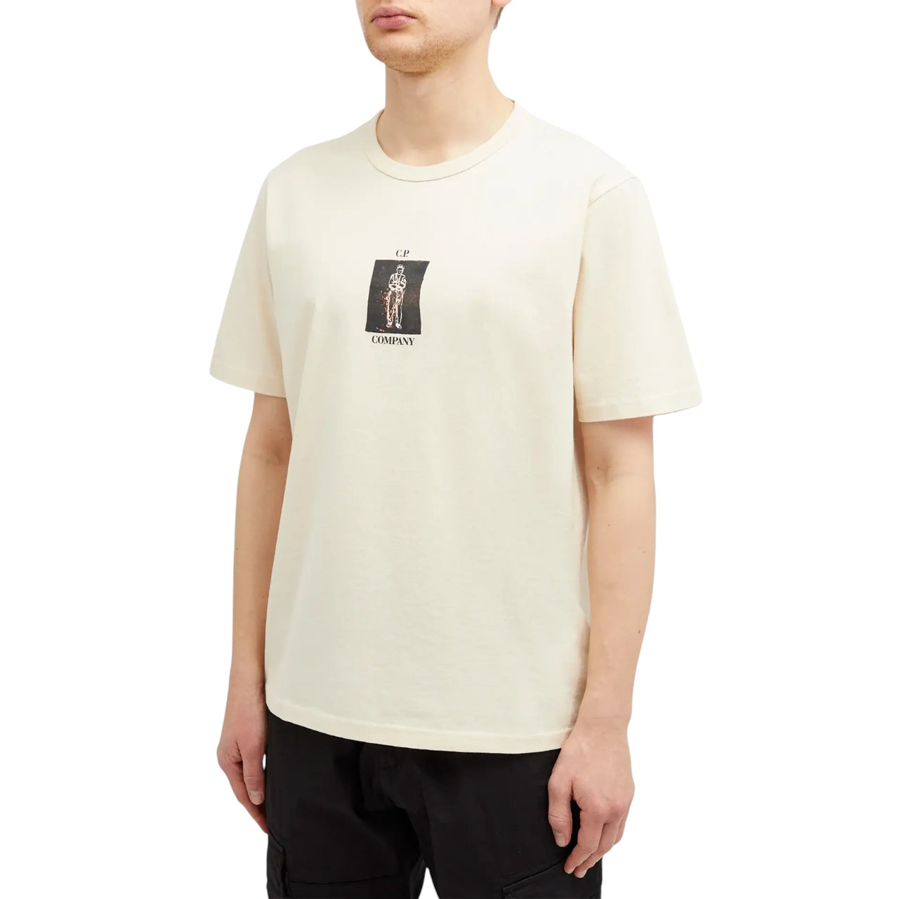 C.P. Company 30/2 Mercerized Jersey Twisted Graphic T-Shirt White