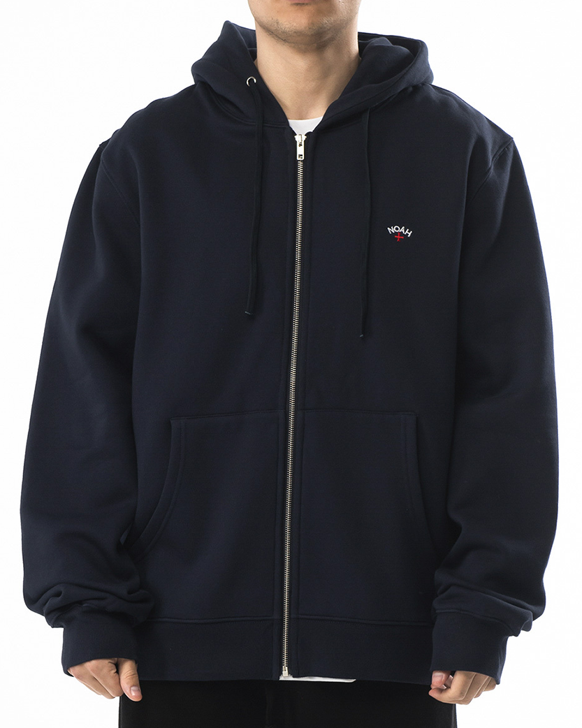 NOAH Classic Lightweight Zip-Up Hoodie Navy