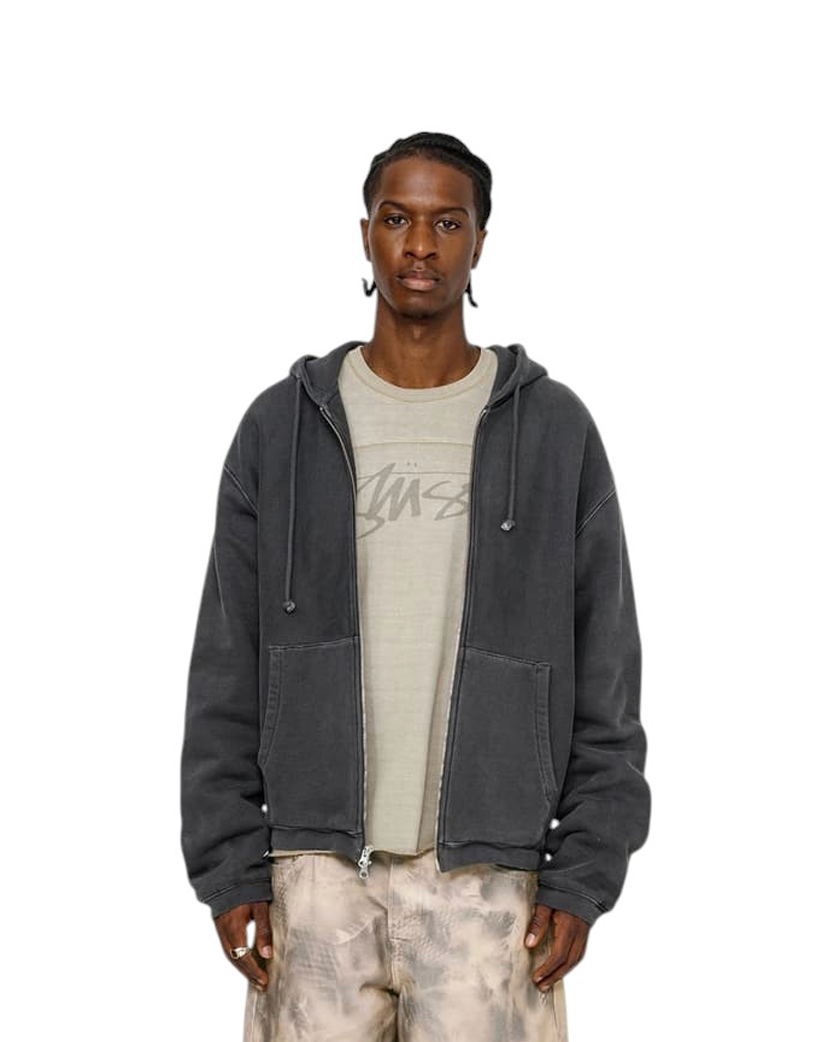 STUSSY Waffle Lined Zip Hoodie Black