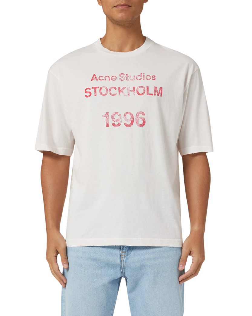 Acne Studios Logo Stamp T-Shirt Pale White