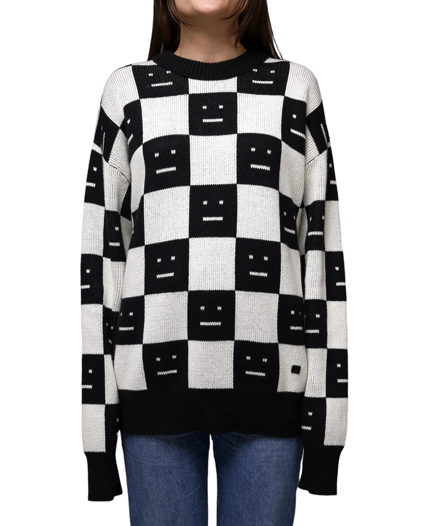 Acne Studios Face Maglia jacquard wool sweater Black/White