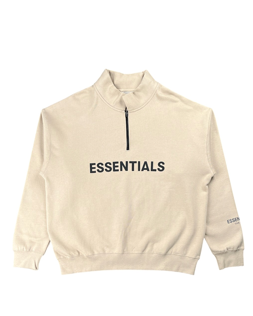 Fear Of God Essentials Front Logo Half Zip Sweat Taupe