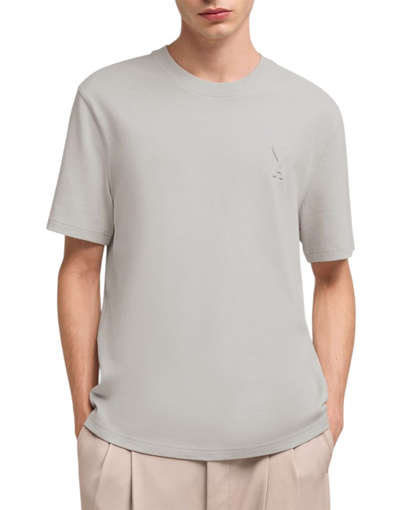 AMI Paris Ami De Coeur Embossed Heart T-Shirt Grey