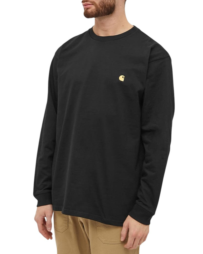Carhartt WIP Chase Golden Logo Long Sleeve Black