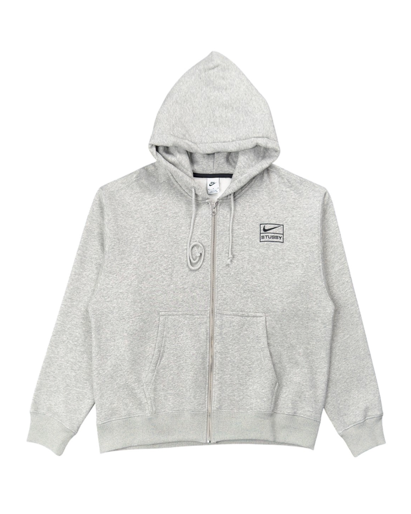 Nike x Stussy Full-Zip Fleece Hoodie Grey