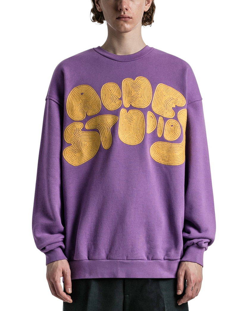 Acne Studios Crew neck bubble logo sweater Lilac purple