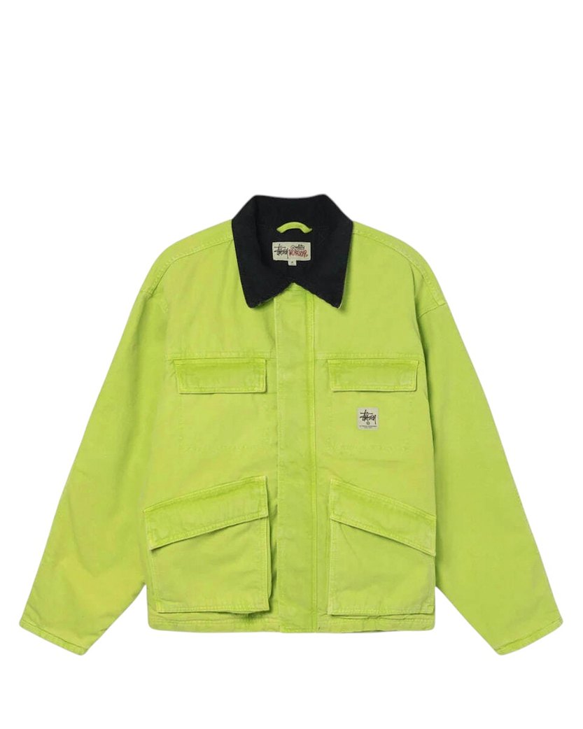STUSSY Washed Canvas Shop Jacket Lime - UNIFORM STUSSY Washed Canvas Shop Jacket Lime - UNIFORM