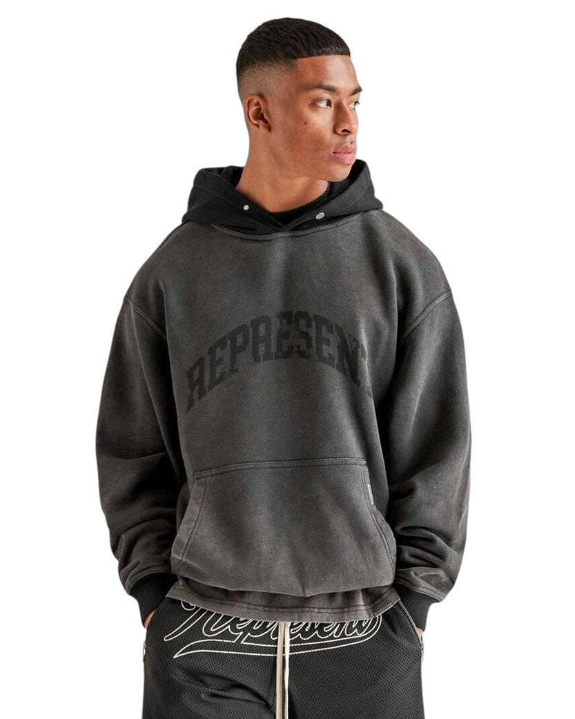 REPRESENT ARCHED LOGO HOODIE VINTAGE GREY