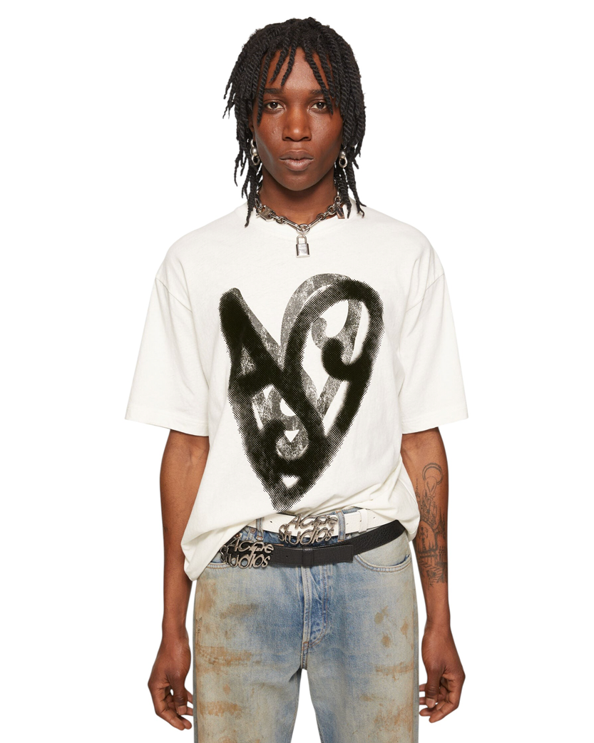 Acne Studios Heart Printed T-Shirt White