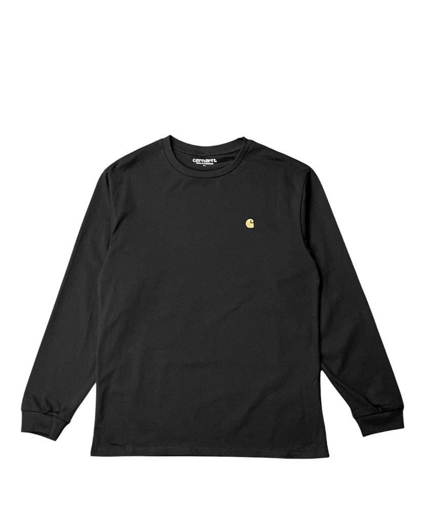 Carhartt WIP Chase Golden Logo Long Sleeve Black