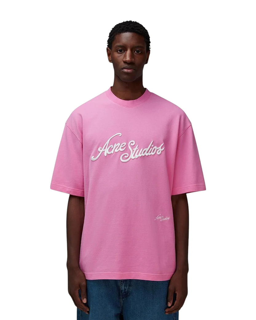 Acne Studios Exford Tourist Logo T-Shirt Bubble Pink