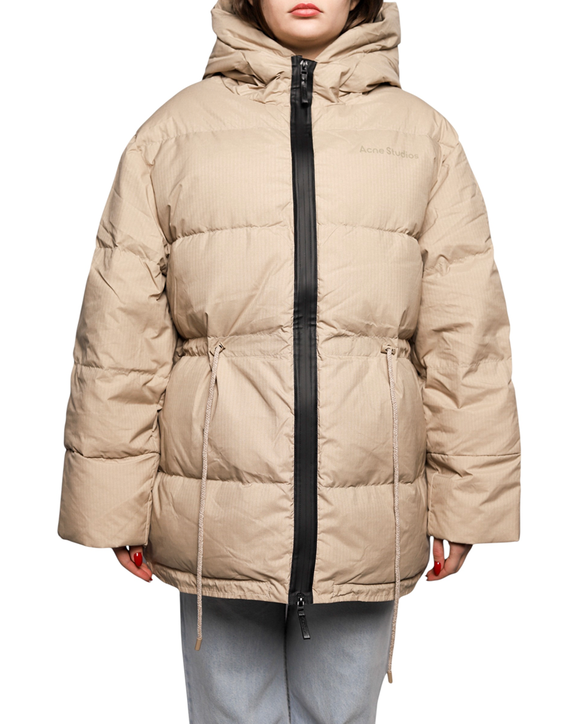 Acne Studios Hooded puffer coat Beige