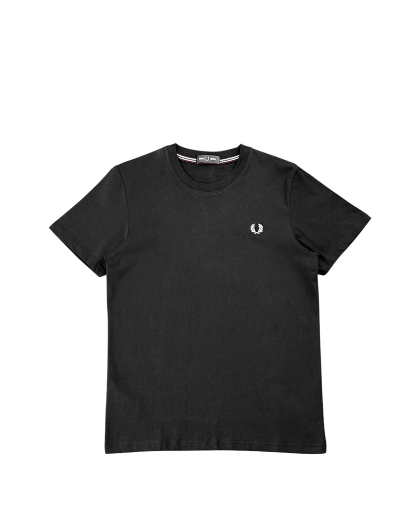 FRED PERRY Ringer T-Shirt Black with White Logo
