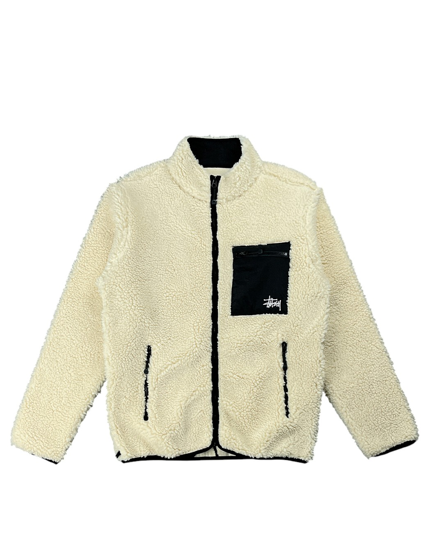 STUSSY VENUS JACQUARD SHERPA JACKET NATURAL