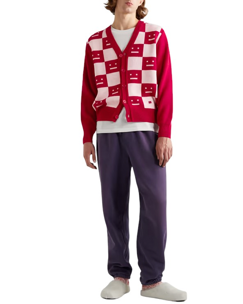 Acne Studios Face Maglia wool cardigan Red