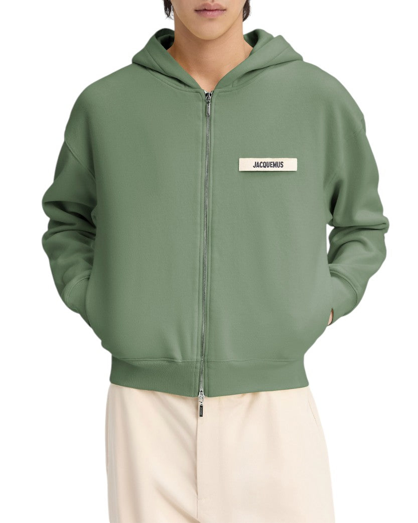 Jacquemus Gros Grain Zipped Hoodie Light Green