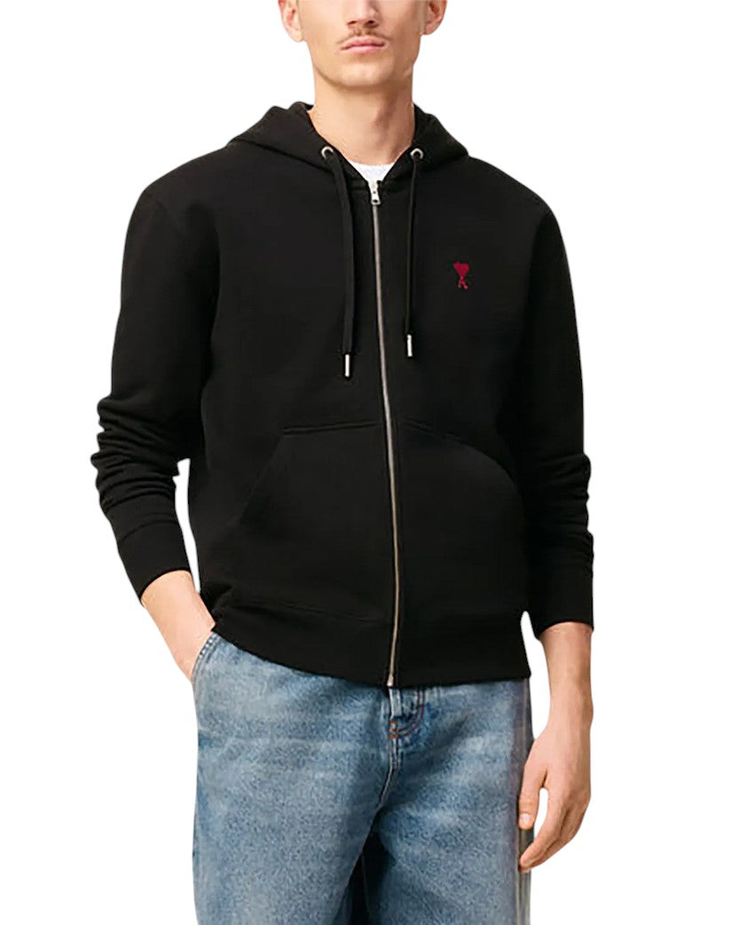 AMI Paris Ami De Coeur Zipped Hoodie Black