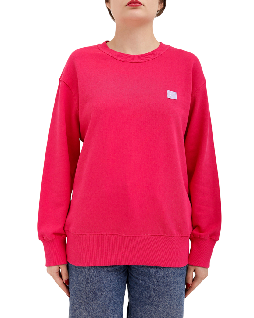 Acne Studios Face Patch Crewneck Sweatshirt Neon Pink
