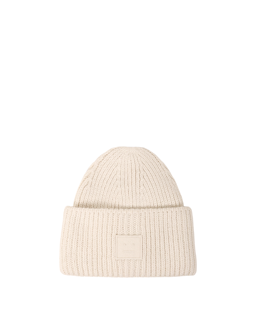 Acne Studios Rib knit beanie hat Beige