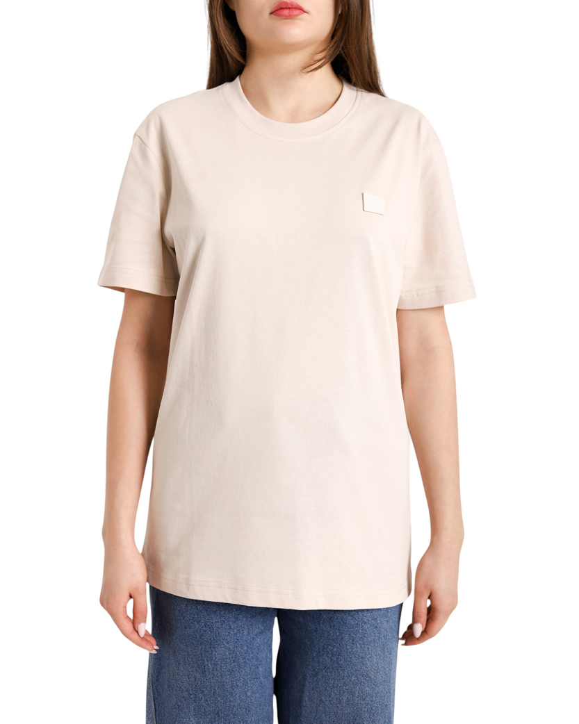 Acne Studios T-Shirt With Ellison Face Patch Beige