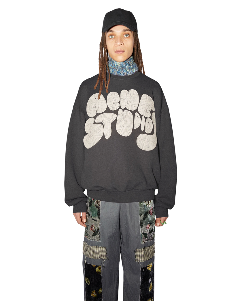 Acne Studios Crew neck bubble logo sweater Anthracite grey